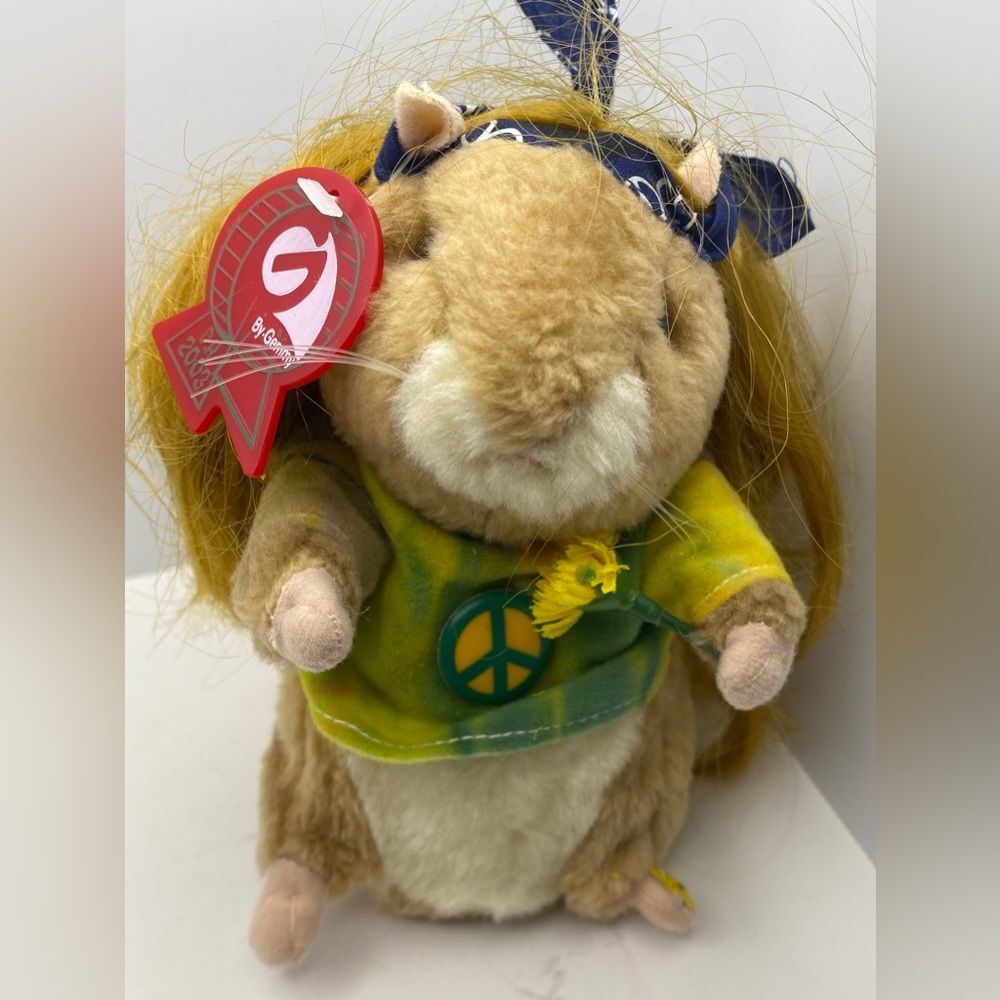 2003 Gemmy Singing Hamster Harry Hippie with Flower- Musical and Animated